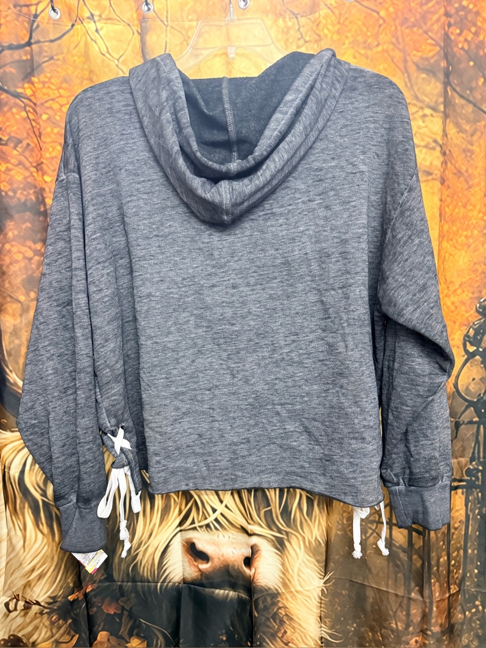 Xhilaration Charcoal Gray Hooded Drawstring Pullover - Picture 2 of 4